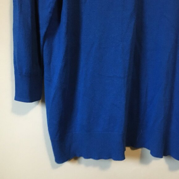 Lord & Taylor Long True Blue V-Neck High Low Knit Sweater - Picture 7 of 15